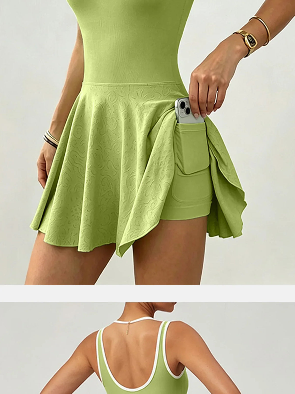 Built-in Pocket Backless Dress