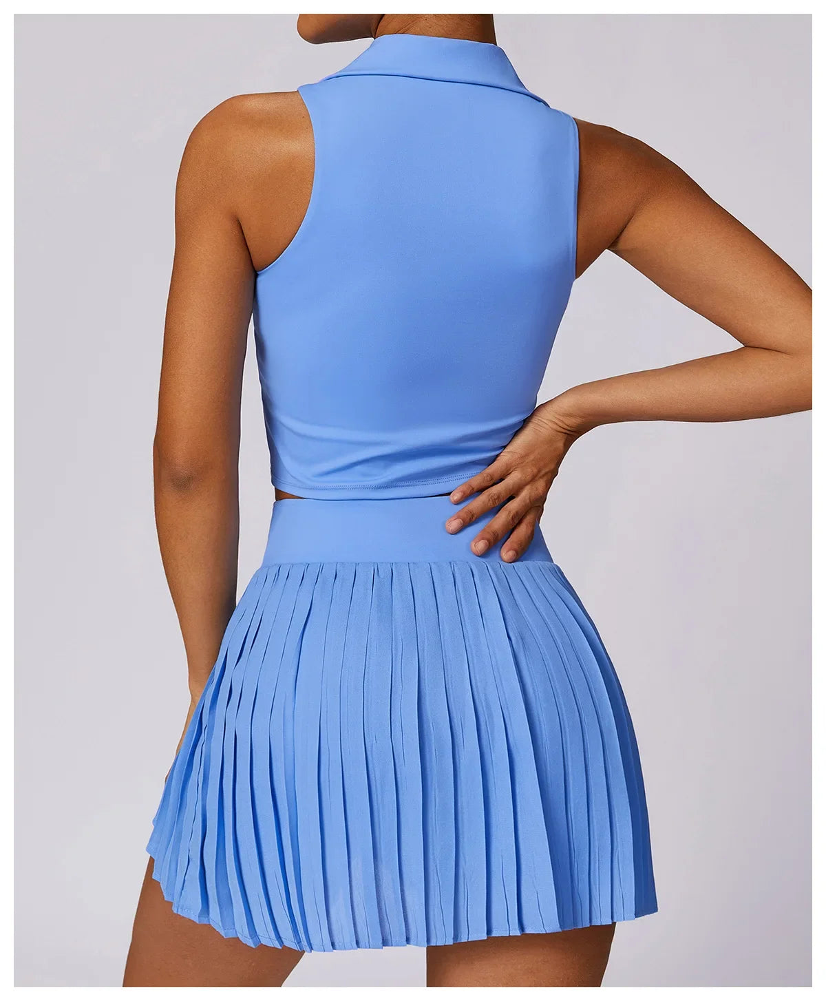 Turn Down Collar Sleeveless Set