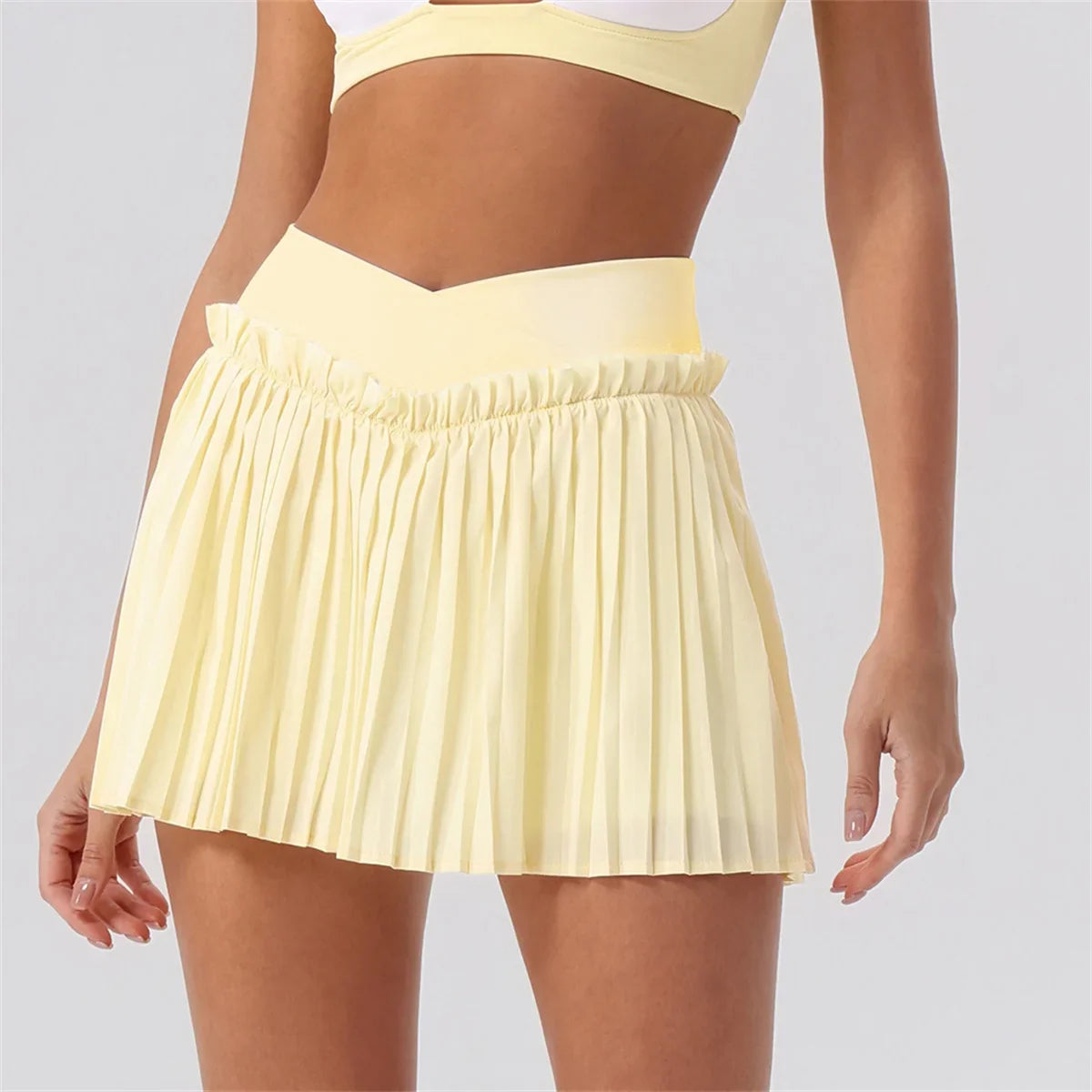V-Line Ruffle Pleated Skirt