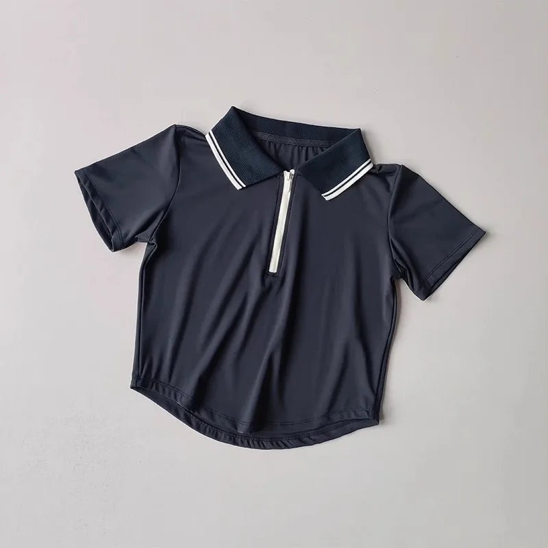 Short Sleeve Polo + Pleated Skirt Set