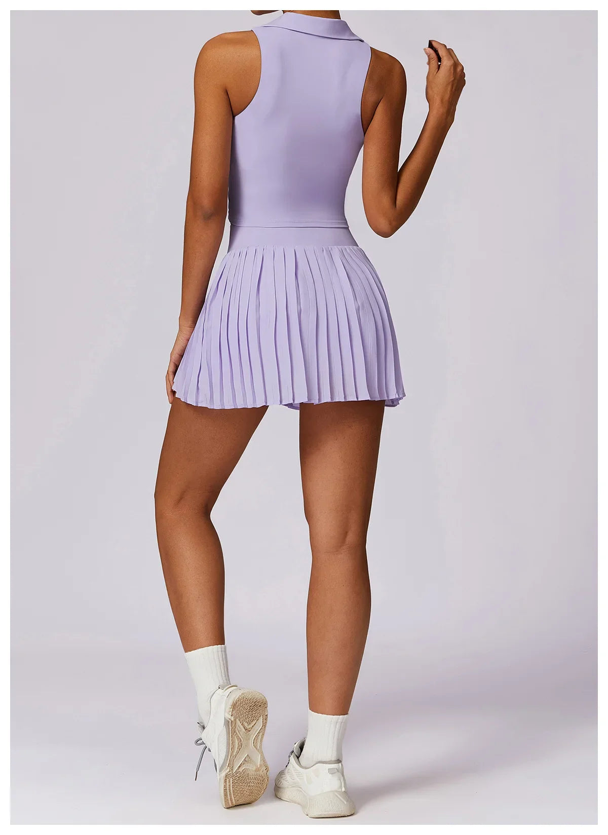 Turn Down Collar Sleeveless Set
