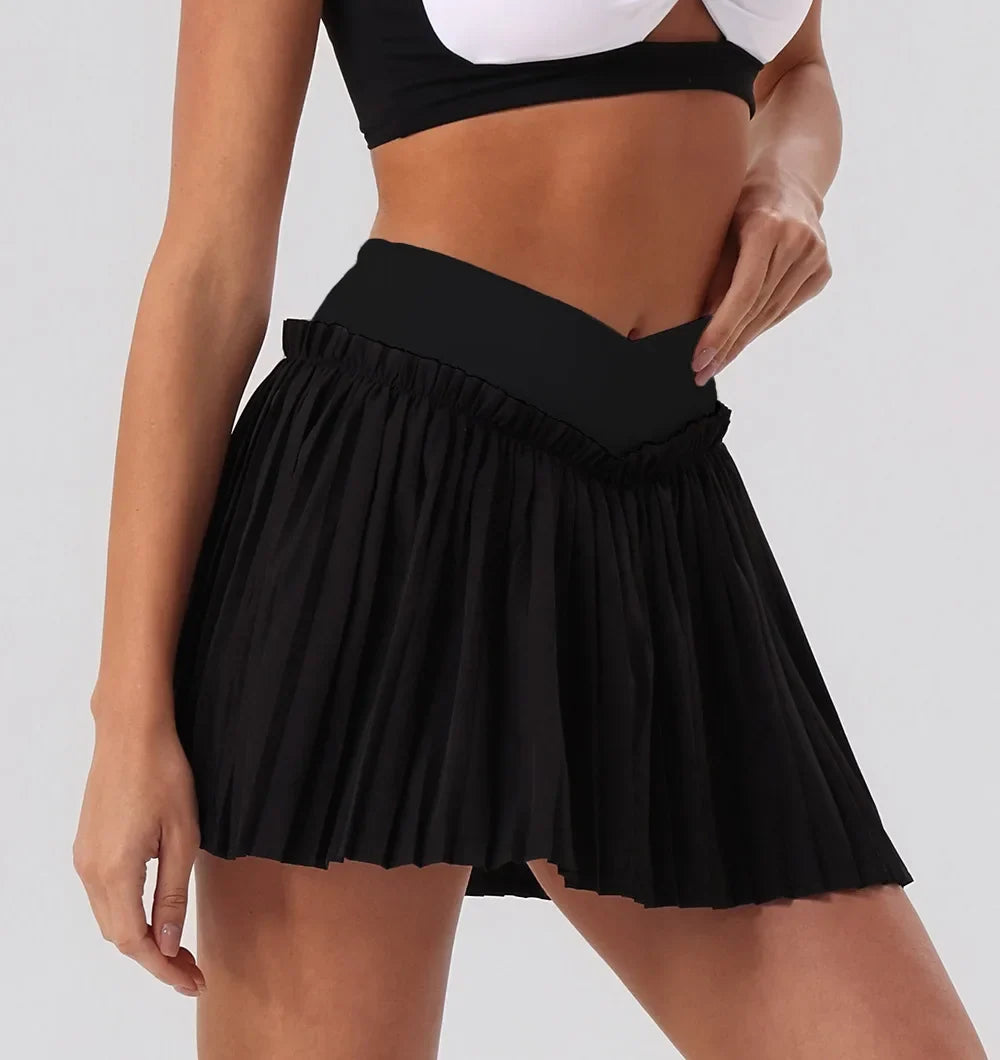 V-Line Ruffle Pleated Skirt