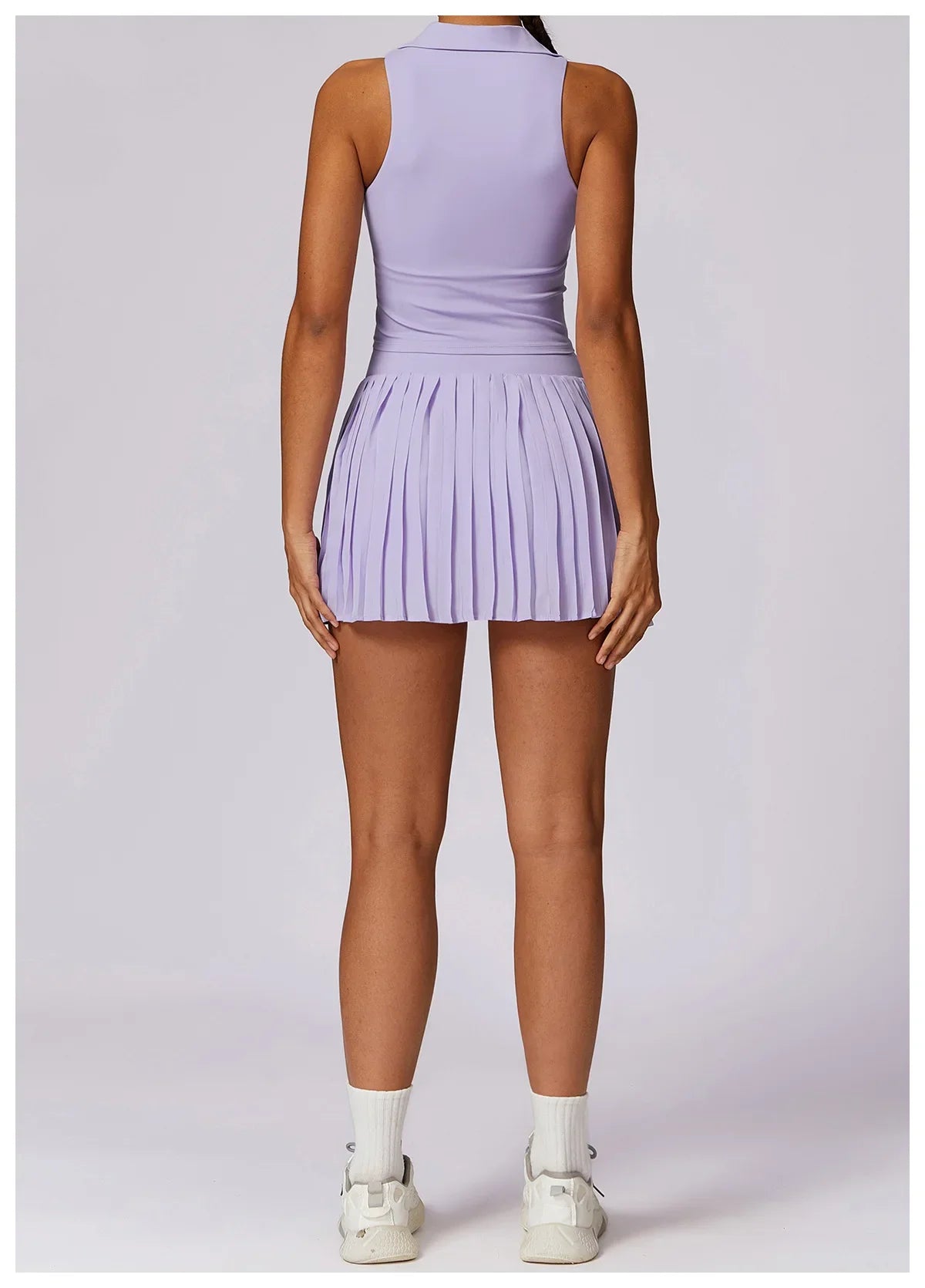 Turn Down Collar Sleeveless Set