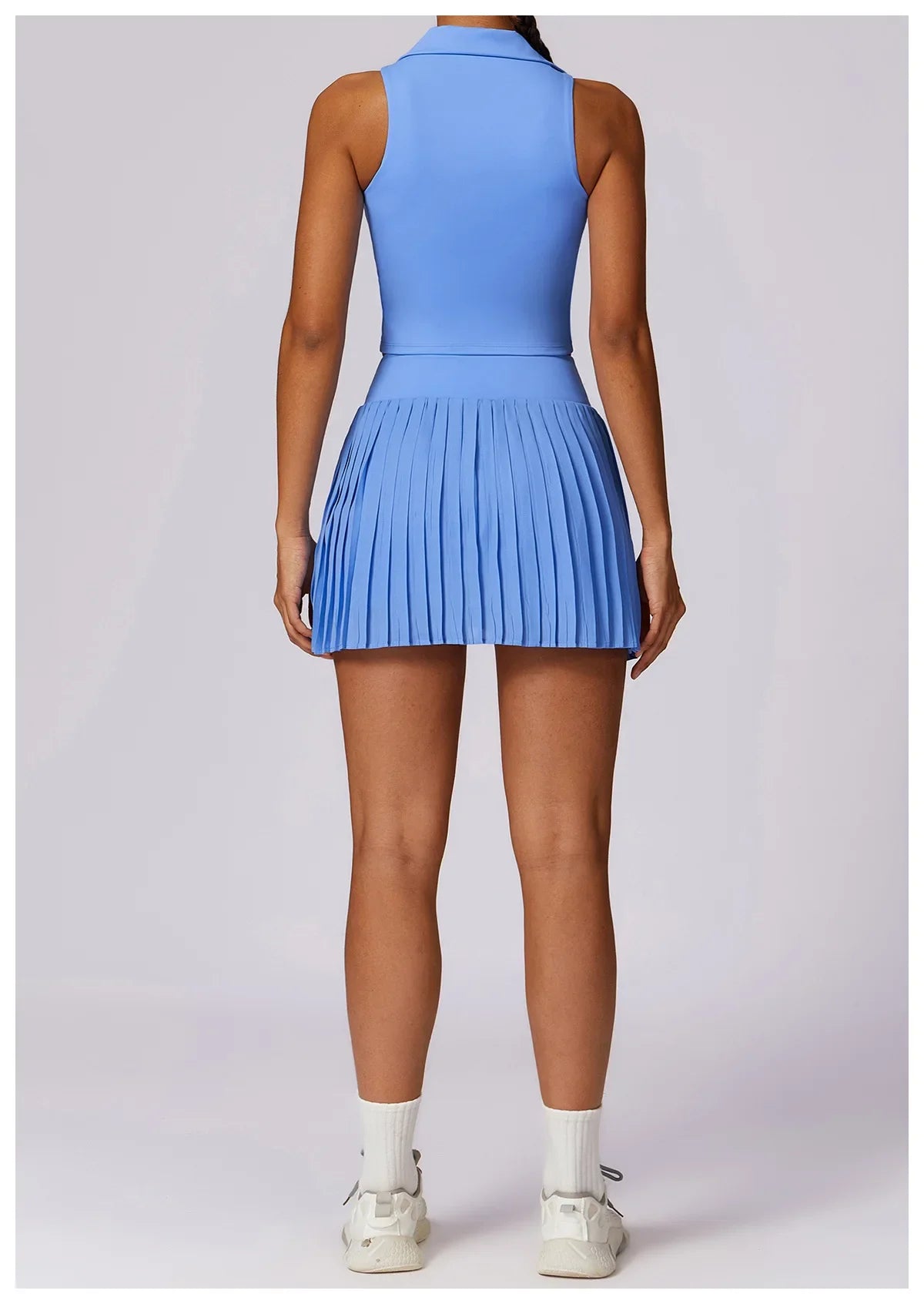 Turn Down Collar Sleeveless Set