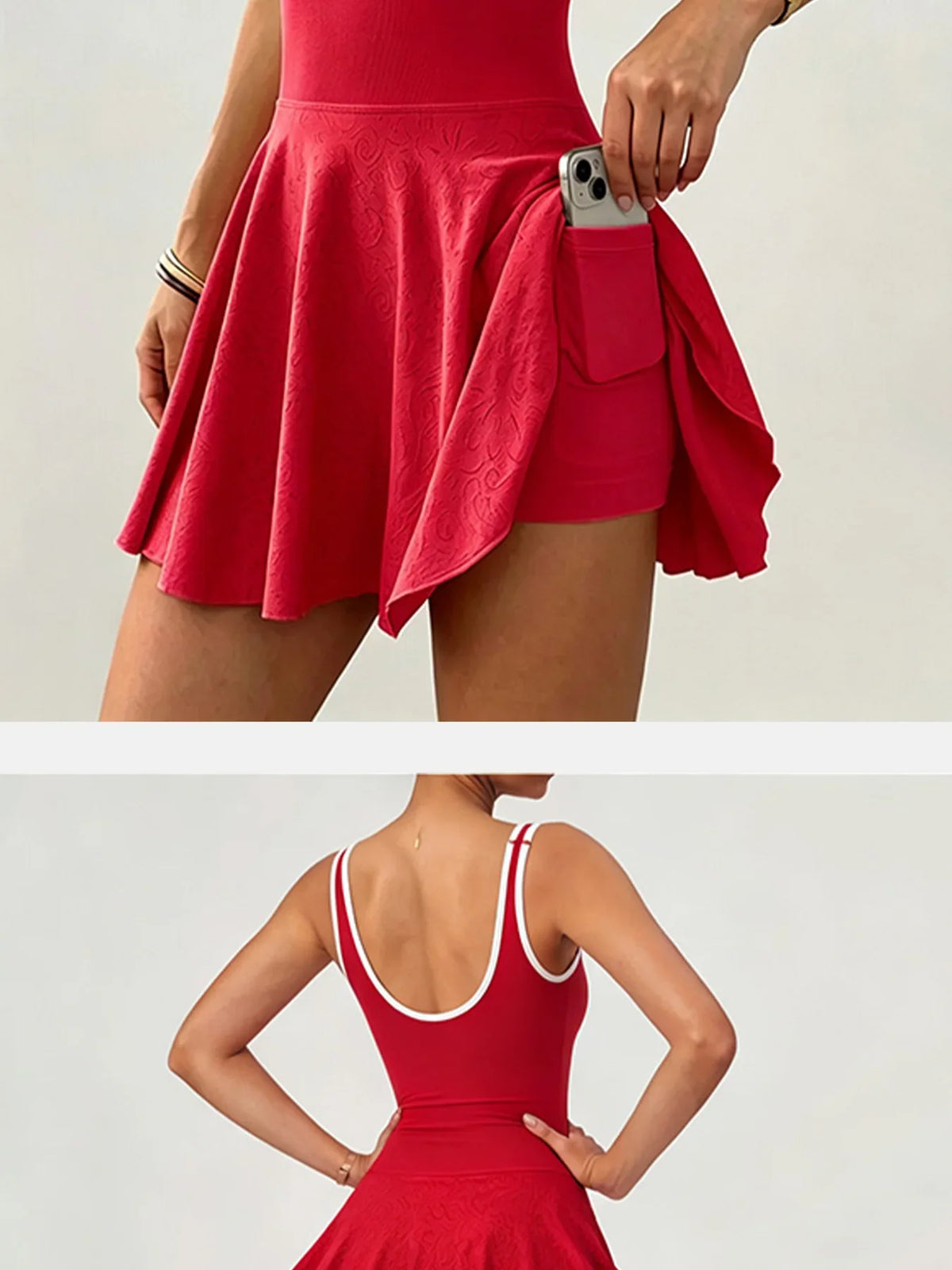 Built-in Pocket Backless Dress