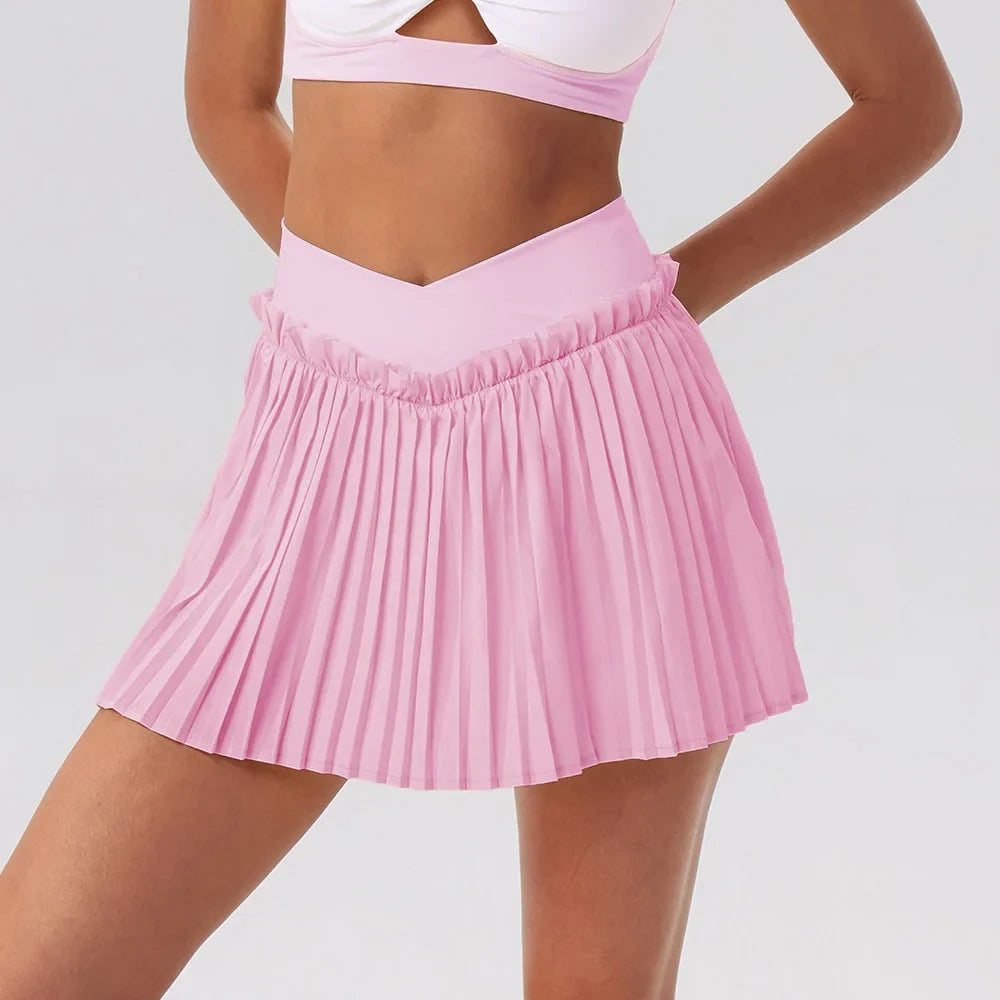 V-Line Ruffle Pleated Skirt