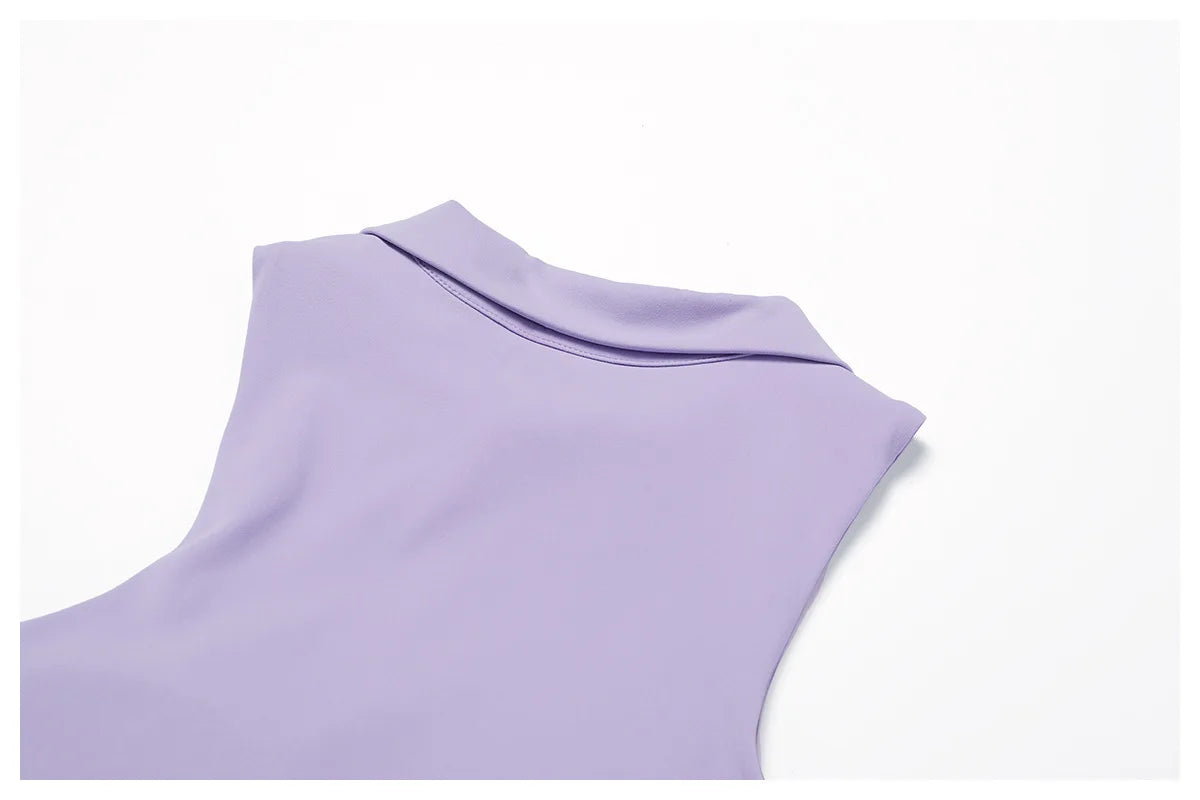 Turn Down Collar Sleeveless Set