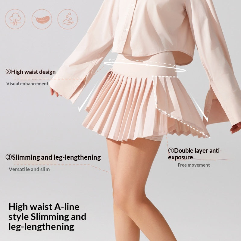 High Waist Lined Pocket Pleated Skirt