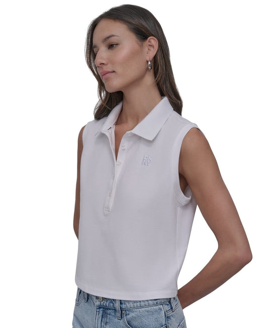 Cropped Sleeveless Polo Shirt