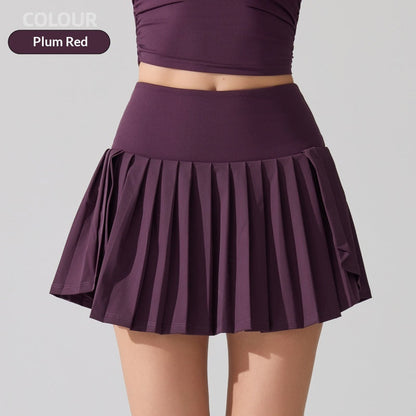 High Waist Lined Pocket Pleated Skirt