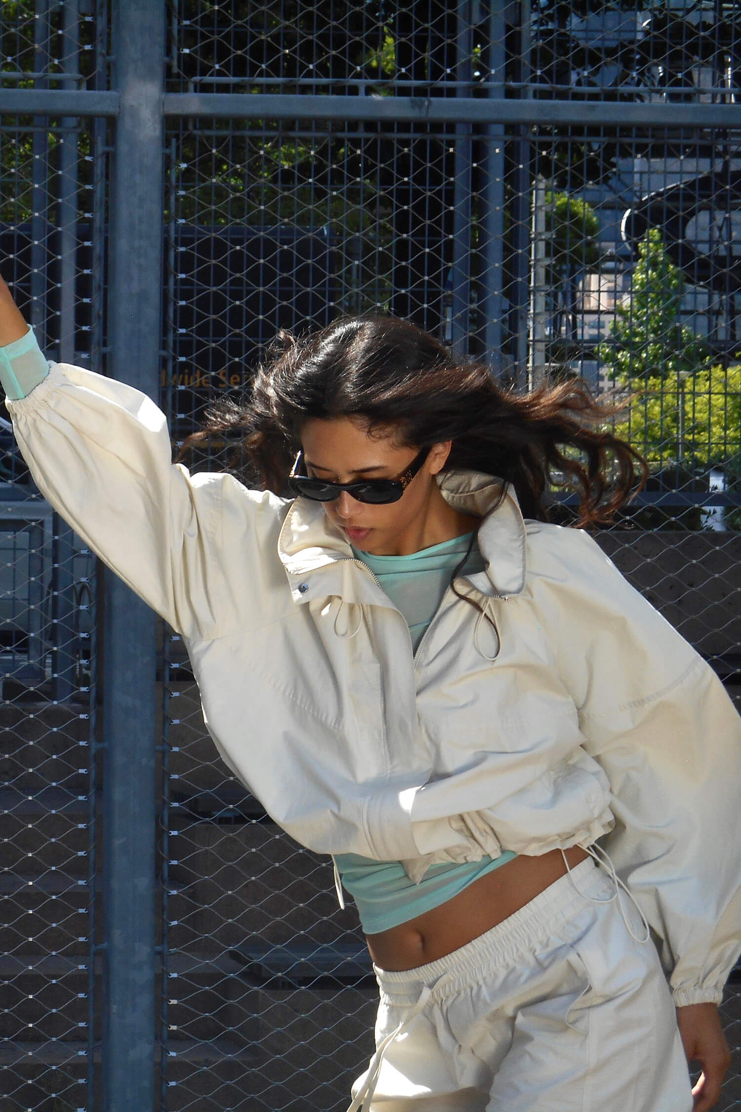 Funnel Neck Utility Jacket in Ivory