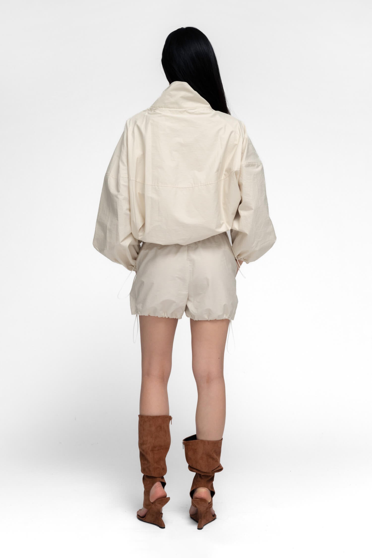 Funnel Neck Utility Jacket in Ivory