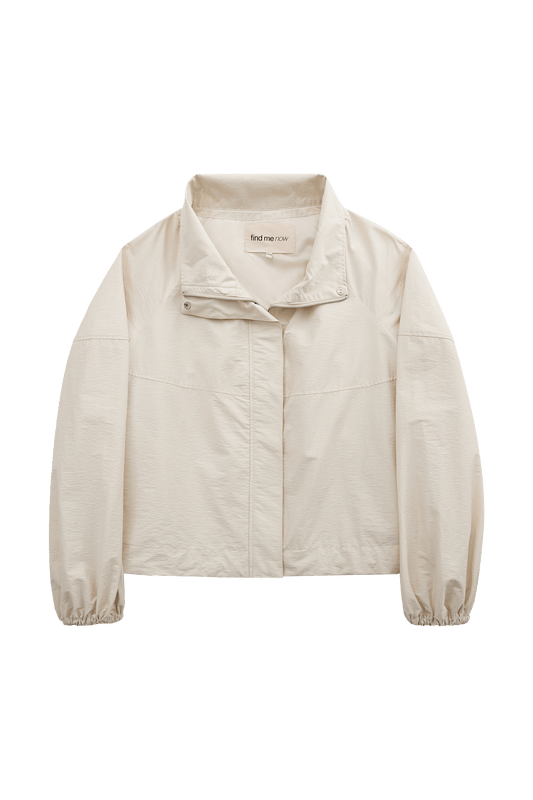 Funnel Neck Utility Jacket in Ivory