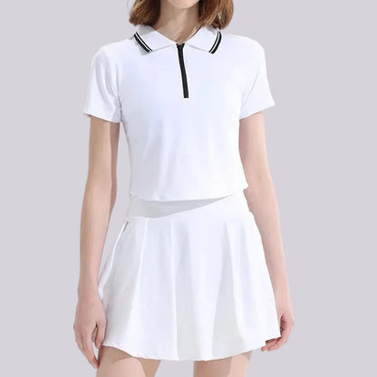 Short Sleeve Polo + Pleated Skirt Set