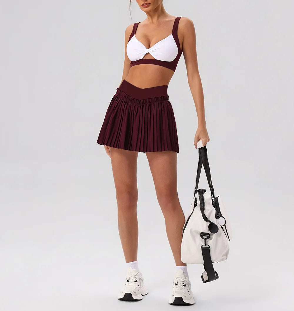 V-Line Ruffle Pleated Skirt