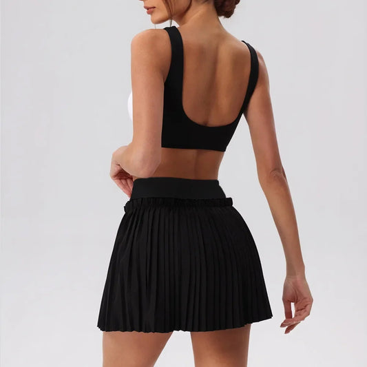 V-Line Ruffle Pleated Skirt