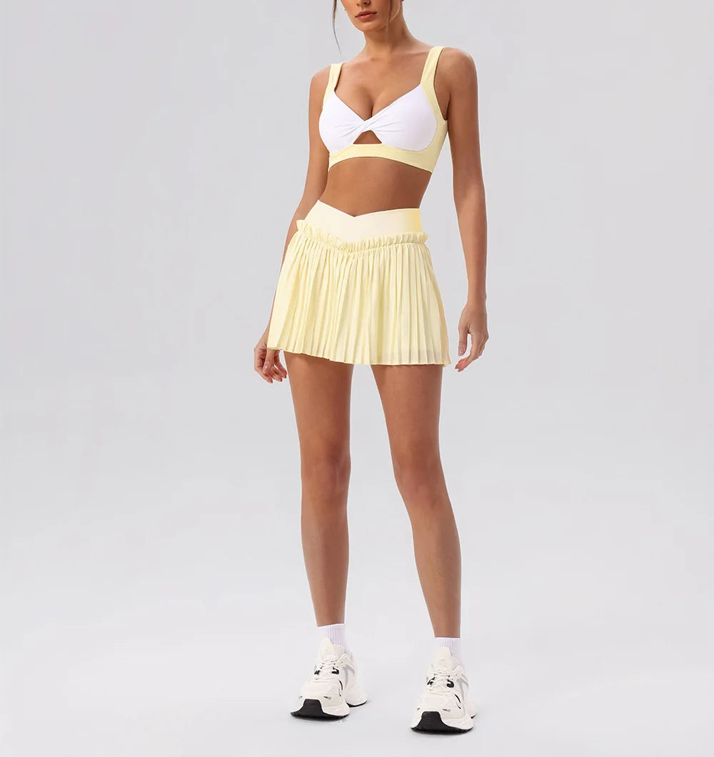 V-Line Ruffle Pleated Skirt