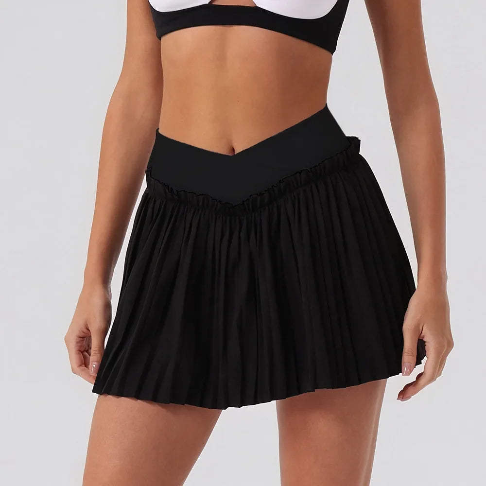 V-Line Ruffle Pleated Skirt