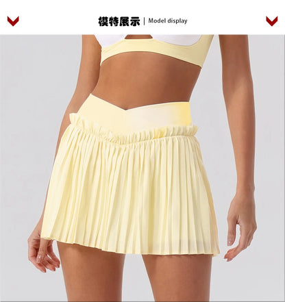 V-Line Ruffle Pleated Skirt