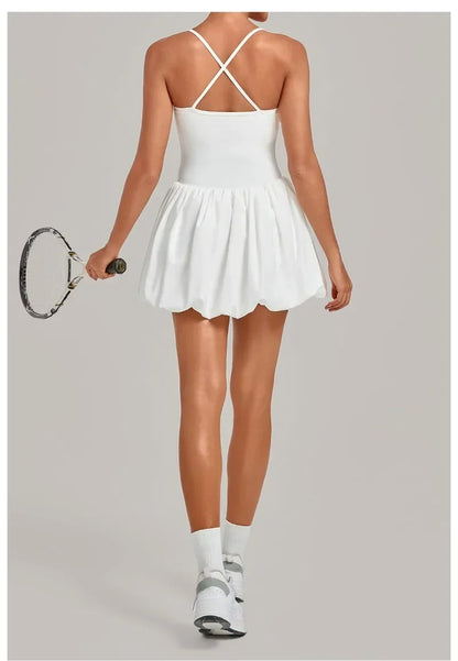 Cross Back Fluffy Skirt Dress