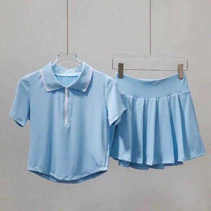 Short Sleeve Polo + Pleated Skirt Set