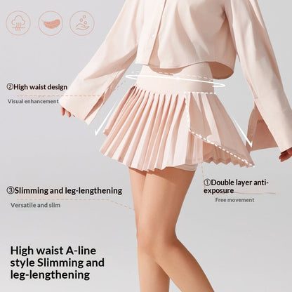 High Waist Lined Pocket Pleated Skirt