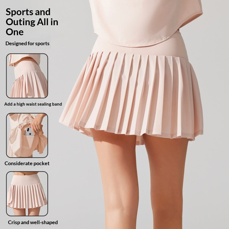 High Waist Lined Pocket Pleated Skirt