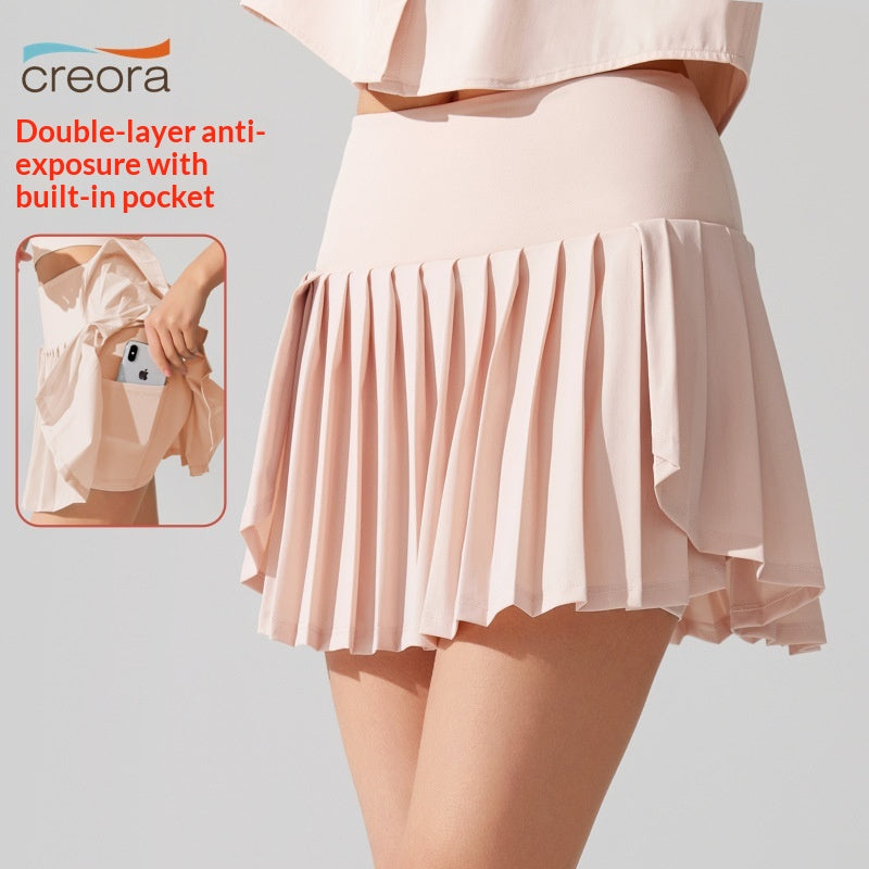High Waist Lined Pocket Pleated Skirt